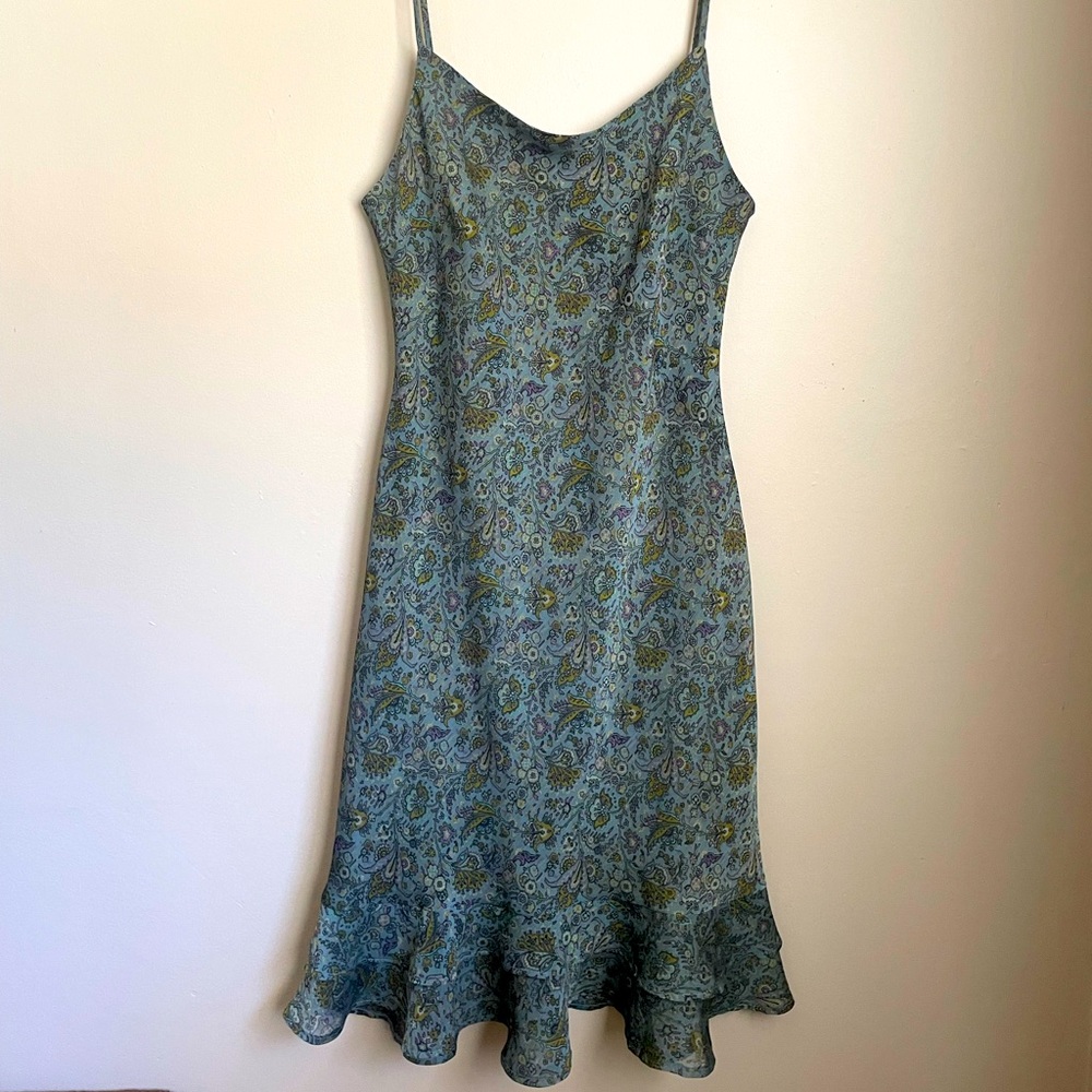 Strappy green/blue paisley print dress size large